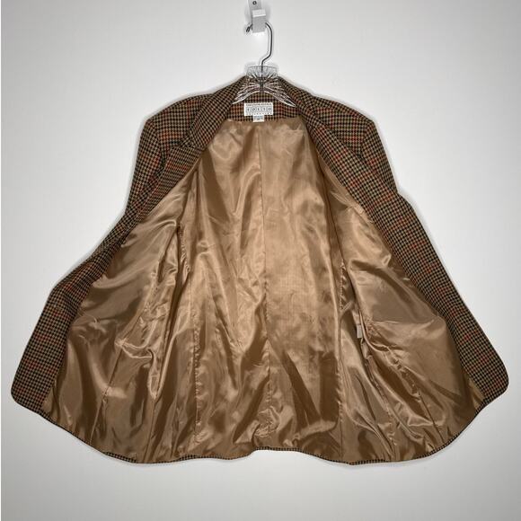 Vintage Saks Fifth Avenue Folio Houndstooth Wool Blazer USA large - Picture 5 of 15